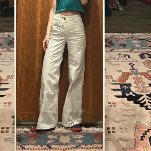 Anthropologie Cream Wide Leg Pants